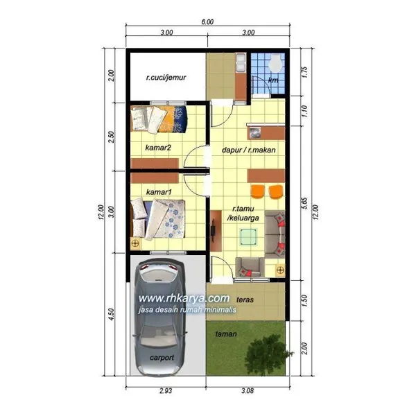 Desain Rumah Minimalis 1 Lantai yang Modern dan Inspiratif 2 Desain Rumah Minimalis 1 Lantai 6x12