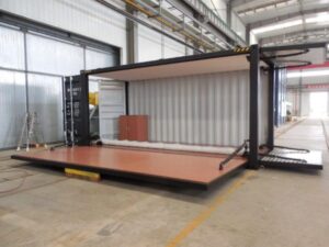 Booth Container: Solusi Praktis Acara Indoor dan Outdoor 2 Expo Container With Hydraulic Rams